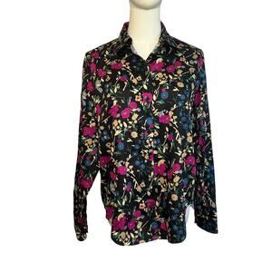Lauren Ralph Lauren Slim Fit Floral Cotton Button Down Shirt Medium M Pink Blue